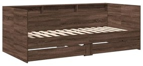 barna tölgy kanapéágy fiókkal matrac nélkül 90x190 cm