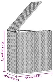 szürke polyrattan kerti párnatartó doboz 100 x 49 x 103,5 cm