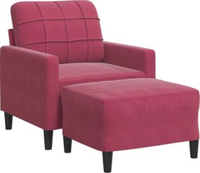 vidaXL bordó bársony kanapéfotel lábtartóval 60 cm