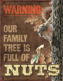 Fém tábla Family Tree - Nuts, (32 x 41 cm)