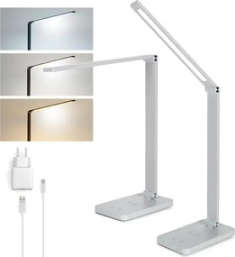 Brilagi - LED érintős asztali lámpa, dimmelhető, vezeték nélküli QI töltő, LED/7W/5V, 3000/4000/6000K, fehér