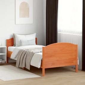 viaszbarna tömör fenyőfa ágy matrac nélkül 75 x 190 cm