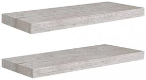 2 db betonszürke MDF lebegő fali polc 60 x 23,5 x 3,8 cm