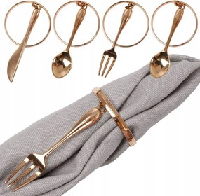 4x Karikagyűrűk Gyűrűk Szalvéták Fém Arany Evőeszköz Szalvéta