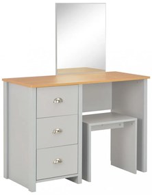 szürke öltözőasztal tükörrel és ülőkével 104 x 45 x 131 cm