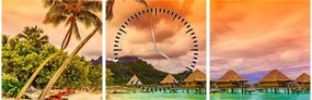 Kép - Bora Bora szigete (órával) (90x30 cm)