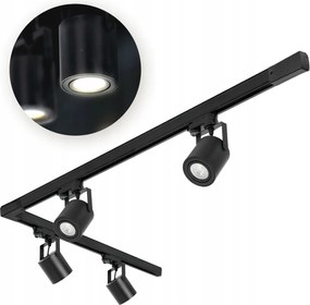 Sín szett Fekete 3 fázisú 4x Reflektor GU10 Sín 1m+2m Csatlakozó L