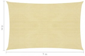 bézs HDPE napvitorla 160 g/m² 4 x 7 m