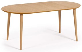Natúr színű kerek bővíthető étkezőasztal tölgyfa dekorral ø 90 cm Oqui – Kave Home