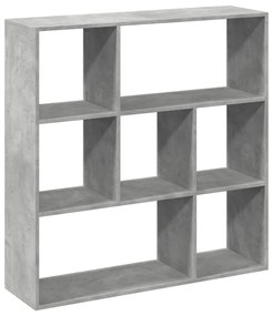 betonszürke szerelt fa elválasztó könyvespolc 102x29x103,5 cm