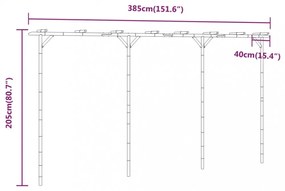 Bambusz pergola 385 x 40 x 205 cm