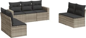 vidaXL 7 részes világosszürke polyrattan kerti ülőgarnitúra párnákkal