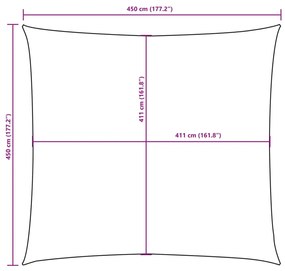 terrakotta négyzet alakú oxford-szövet napvitorla 4,5 x 4,5 m