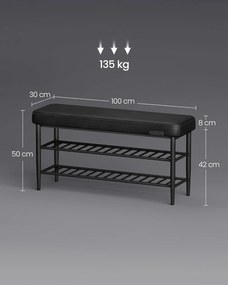 VASAGLE EKHO modern műbőr cipős pad, 100 cm, tintafekete