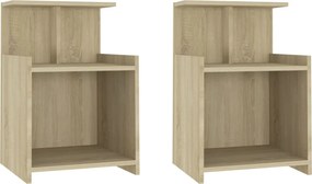 vidaXL 2 db sonoma tölgy színű szerelt fa éjjeliszekrény 40x35x60 cm