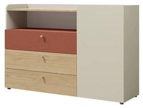 Komód Yoda 8 (világos bézs + olajozott tölgy + korall). 1087357