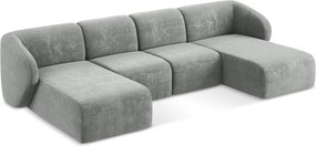 Szürke zsenília (U alakú) sarokkanapé Lani – Makamii