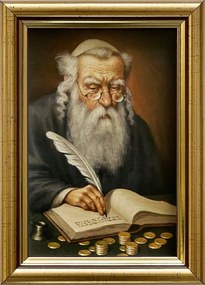 Vászonkép 18x13 Pénzszámláló Zsidó Arany Díszített Fa Keret