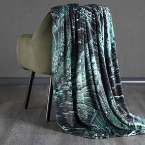 Luxus zöld-fekete takaró absztrakt levelek motívummal 150 x 200 cm Szélesség: 150 cm | Hossz: 200 cm
