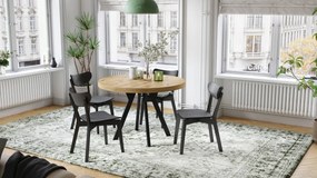 Mazzoni VITO Artisan Tölgy/fekete lábak - LOFT/IPARI STÍLUSÚ 310 cm-re BŐVÍTHETŐ NAGY KEREK ASZTAL Ø110 Y LÁBAKKAL