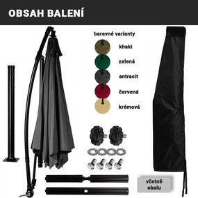 STILISTA Kerti napernyő fogantyúval LED 350 cm khaki