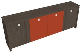 Verno alacsony szekrény 248 x 46 x 90 cm, kombinált ajtó, antracit tölgy / narancs