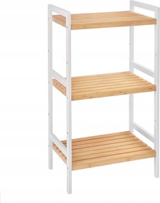 Könyvespolc Songmics Bambusz fehér világosbarna 45x31.5x80 cm