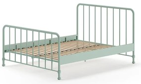 Zöld fém franciaágy ágyráccsal 160x200 cm BRONXX – Vipack