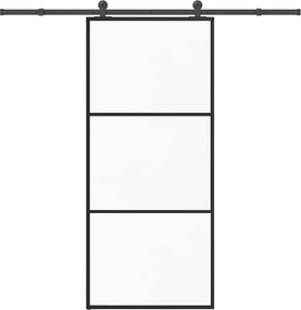 vidaXL ESG üveg és alumínium tolóajtó fémszerelvény-szettel 90x205 cm