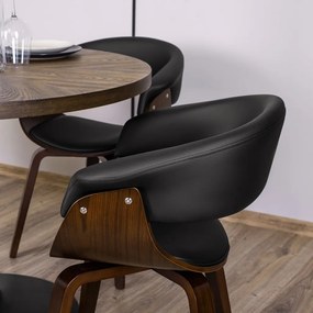 Elegáns Étkezőszék Dió/Fekete Eco-bőr Kárpittal. GARY