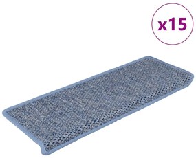 15 db szizál hatású kék öntapadó lépcsőszőnyeg 65x21x4 cm
