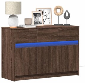 barna tölgy színű szerelt fa LED-es TV-szekrény 91x34x61 cm