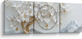 Kép – 3D elegáns életfa (órával) (90x30 cm)