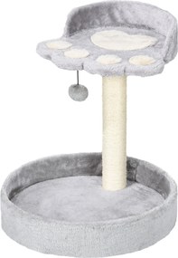 PawHut Macska Kaparófa 5 kg-os Macskáknak Ágyakkal és Labdával, Macska Tornaterem Plüss Borítással és Kender Kötéllel, 41x41x44 cm, Világosszürke | Ao