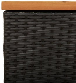 fekete polyrattan és akácfa kerti tárolóláda 110 x 50 x 54 cm