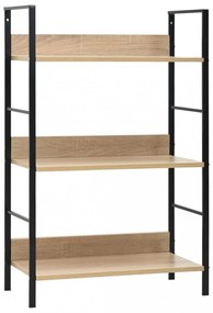 3 szintes tölgyszínű szerelt fa könyvespolc 60 x 27,6 x 90,5 cm