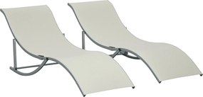 Outsunny 2 db napozó kerti szék szövet lounger relax szék ergonómikus alumínium textilin bézs 165 x 61 x 63 cm | Aosom
