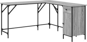 vidaXL szürke sonoma színű szerelt fa íróasztal 141x141x75 cm