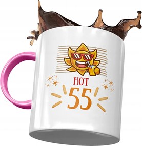 Rózsaszín Bögre Születésnapra 55 55-es 55-ös Ajándék Nyomtatott Fotóval
