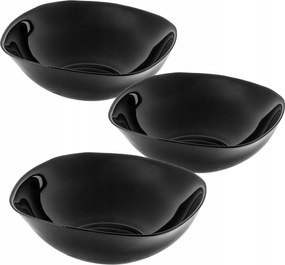 Saláta tálaló Leveses Üvegtál 19cm Leveshez Fekete Ebéd Szett 3db