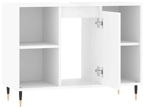 magasfényű fehér szerelt fa fürdőszobaszekrény 80 x 33 x 60 cm