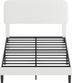 HOMCOM kárpitozott ágy 140 x 200 cm — állítható párnázott teddy-plüss fejtámlával, fém váz, fehér | Aosom