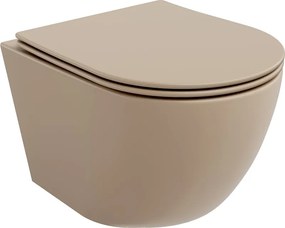 Mexen Lena Rimless WC csésze lassan záródó, slim duroplast ülőkével, matt capuccino - 30224064
