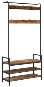 Kabáthorog polcokkal tárolóval Régi fa 95 x 34 x 184 cm Faanyag