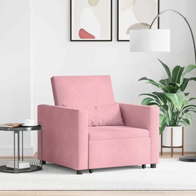 Egyszemélyes kanapéágy light pink 90 x 165 x 87 cm Bársony