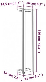 fehér tömör fenyőfa törülközőtartó 23 x 18 x 110 cm