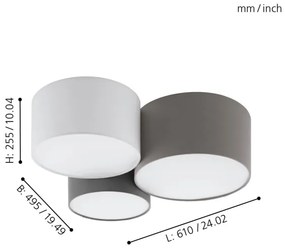 Eglo 97479 - Mennyezeti lámpa PASTORE 3xE27/60W/230V