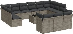 vidaXL 14 részes szürke polyrattan kerti ülőgarnitúra párnákkal