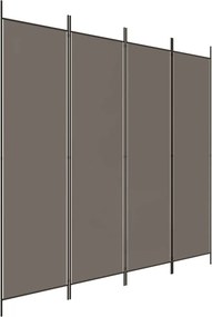 vidaXL 4 paneles antracitszürke szövet térelválasztó 200x200 cm