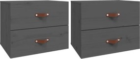 vidaXL 2 db szürke falra szerelhető éjjeliszekrény 50 x 36 x 40 cm